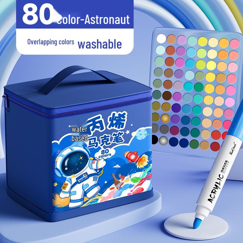 Acrylic Marker and Colored Pencil Set: 24 Opaque Colors, 36 Paint Brushes for Kindergarten Art