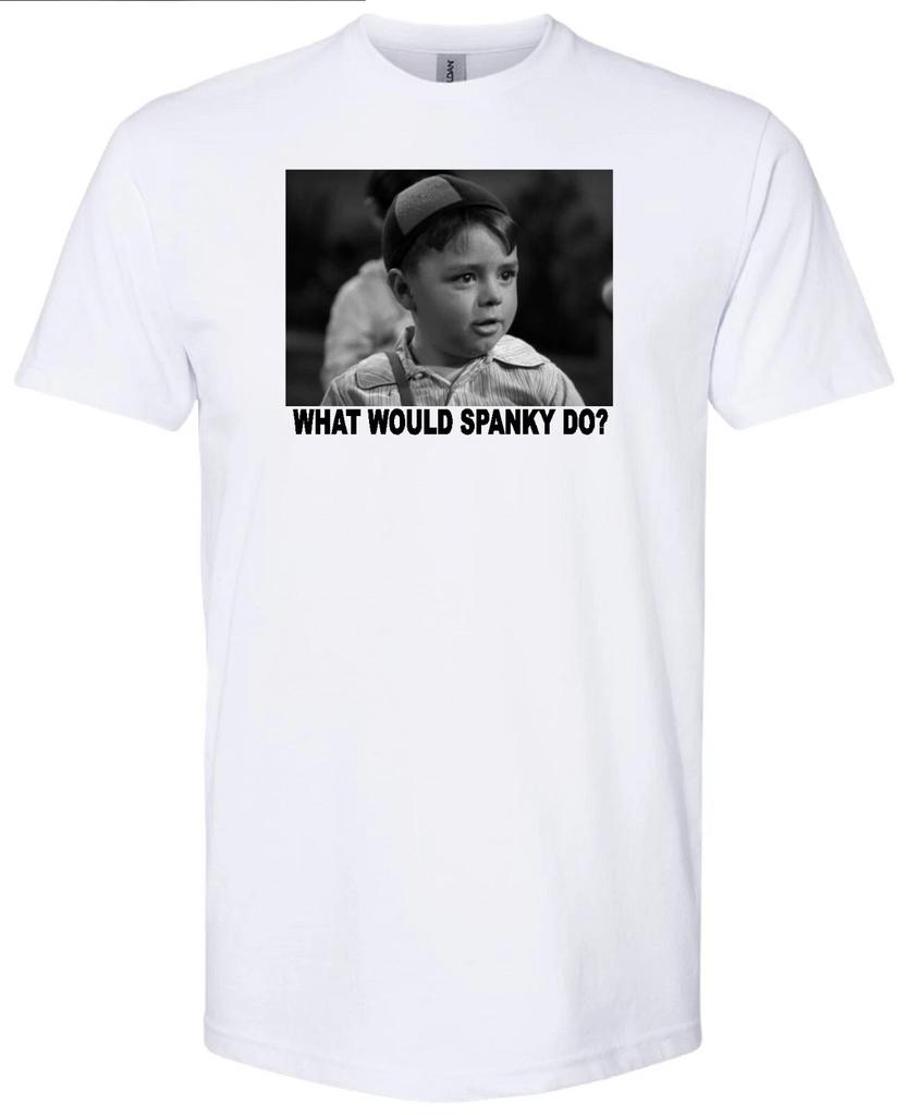 SPANKY WWD? GEORGE McFARLAND OUR GANG LITTLE RASCALS RETRO WHITE T-shirt
