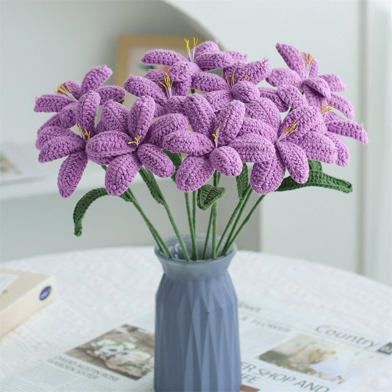 Handmade Woven Yarn Knitted Faux Flower Bouquet