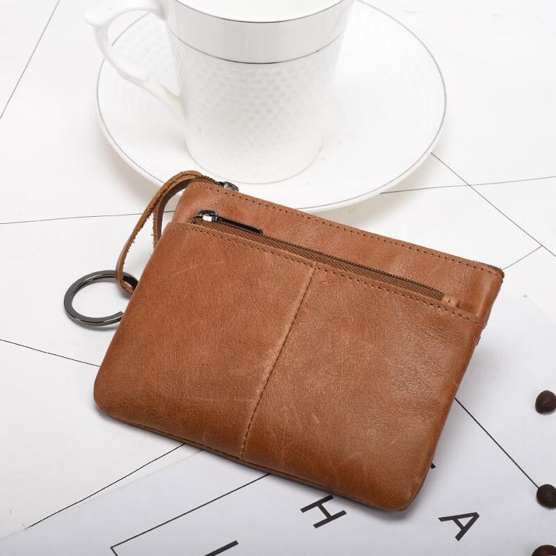 

DAXTE Unisex Leather Retro Coin Purse with Key Ring