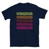 T-shirt unisexe à manches courtes rétro État de Virginie Police en ligne Disco Néon
