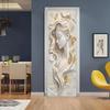 Stylish Gold Leaf Abstract Door Sticker - Elegant 3D Sculptural Feminine Art Door Sticker, Removable Self-Adhesive Wallpaper