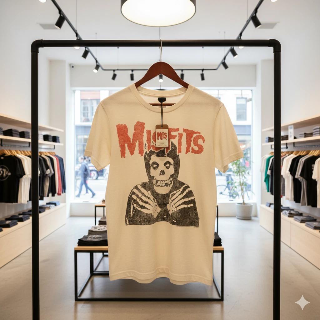 Misfits Skull Logo Graphic White T-Shirt Horror Punk Band Tee - S392 S