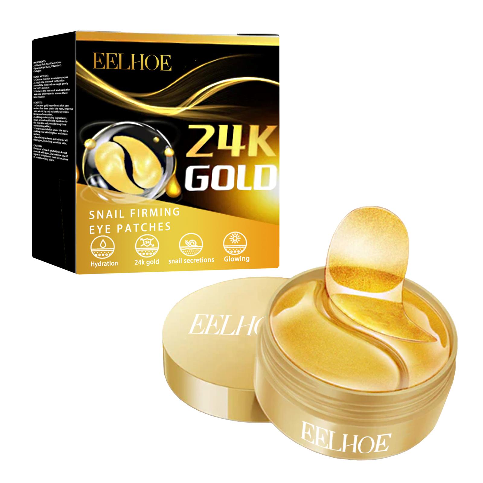 

EELHOE 24k Gold Firming Eye Patches 60pcs: Anti-aging, reduces wrinkles, diminishes dark circles, improves under-eye bags, hydrating eye patches.