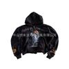 Unisex Oversized Hoodie With 3D Graphic Print Streetwear Style Loose Fit Long Sleeve Zip-Up Sweatshirt Black