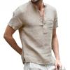 T-shirt a maniche corte da uomo nuova estate in cotone e lino T-shirt da uomo casual a led Camicia maschile traspirante S-3XL