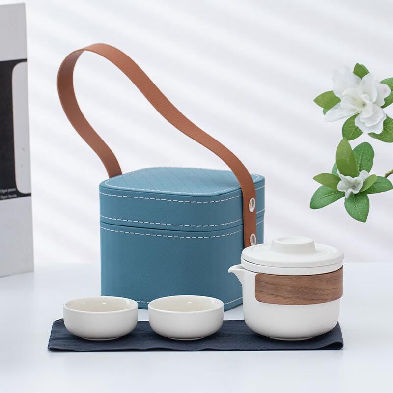 Portable Ceramic Travel Tea Set with Carry Bag