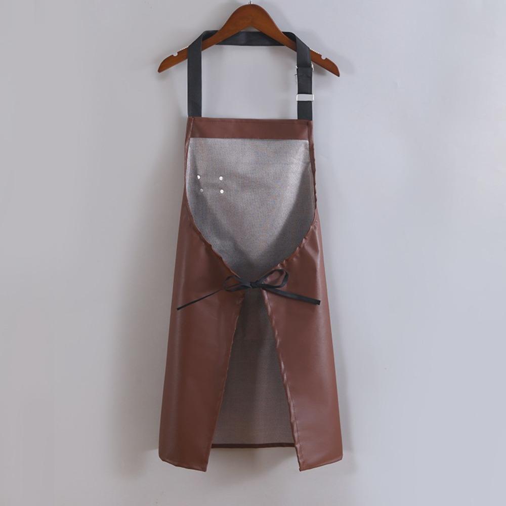 Oil Resistant Work Clothes PU Leather Painting Aprons Fashion Kitchen Apron  for Adults