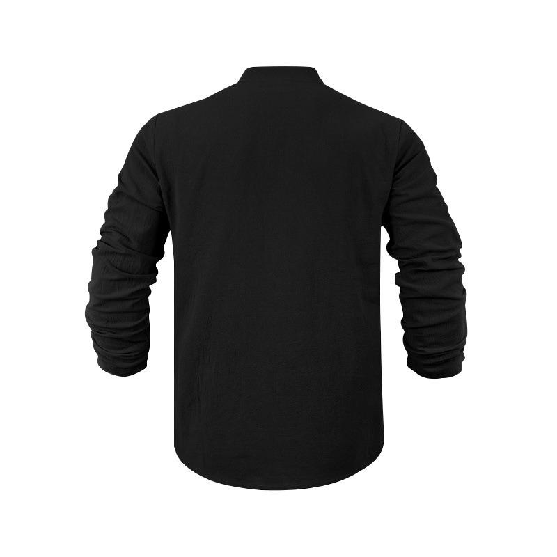 Мужская свободная рубашка-henley с V-образным вырезом и длинным рукавом.