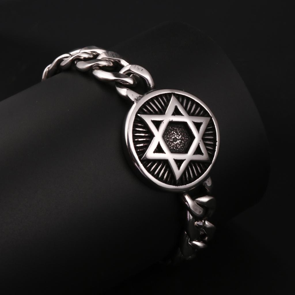 1PC Pulseras Hombre Stainless Steel Star of David Bracelets for Man Yurman David Star Bracelet Man Jewelry Man's Bracelets