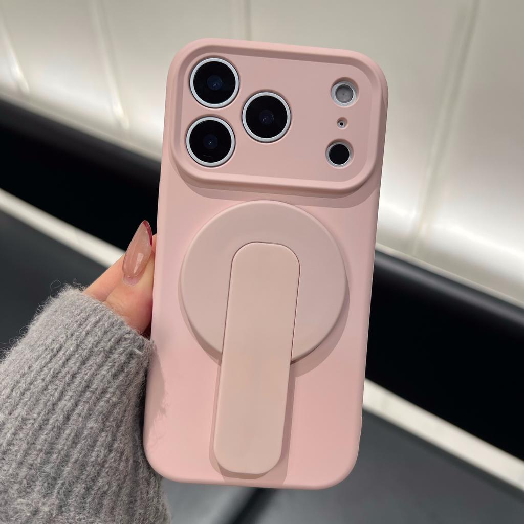 2 IN 1 Liquid Silicone Grip Holder Soft Shockproof Case for Apple iPhone 17 Air 16 Plus 15 14 13 12 Pro Max 11 For Magsafe Cover