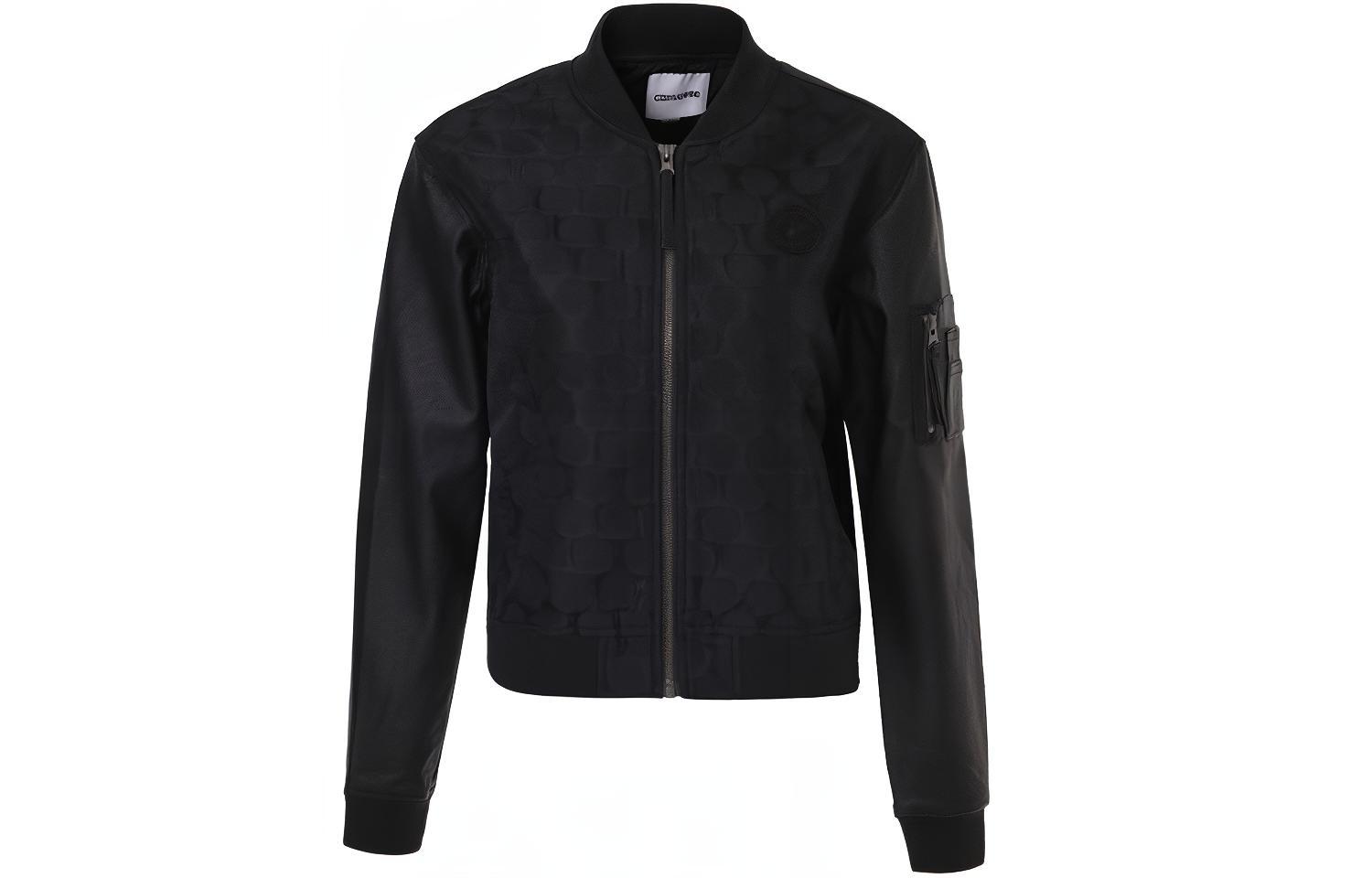 Converse Jackets Women s Black Baseball Collar Moderate Pilot 10003778-A01 M