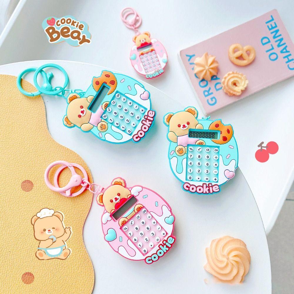 

Студенческий канцелярский брелок, металлический калькулятор, портативный калькулятор с масляным мишкой, студенческий