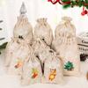 30/1PCS Christmas Candy Gifts Drawstring Bags Linen Bundle Pocket Bracelet Jewelry Burlap Storage Bags Xmas Gift Packaging Bags