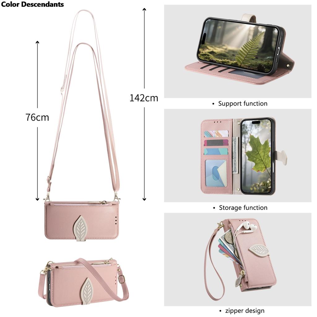 Zipper Wrist Strap Leather Wallet with Card Slot Phone Case for IPhone 17 Air 16 16E 15 14 13 12 Pro Max Plus Protective Cover