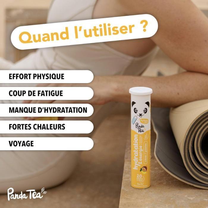 Panda Tee - Hydratation & Energie - Zitrone Passionsfrucht - Elektrolyt Ultra-Hydratation - 20 Brausetabletten