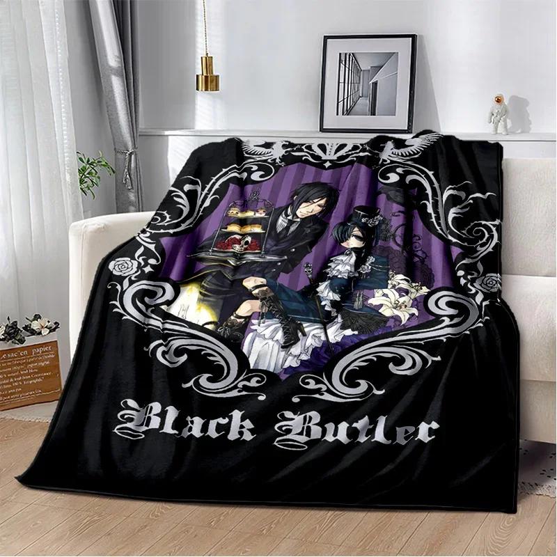 3D Anime Black Butler Cartoon Blanket,Soft Throw Blanket for Home Bedroom Bed Sofa Picnic Travel Office Rest Cover Blanket Kids