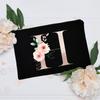 Borsa per il trucco floreale con alfabeto, damigella d'onore, damigella d'onore, festa, matrimonio, addio al nubilato, regalo, in tela, con cerniera, per cosmetici