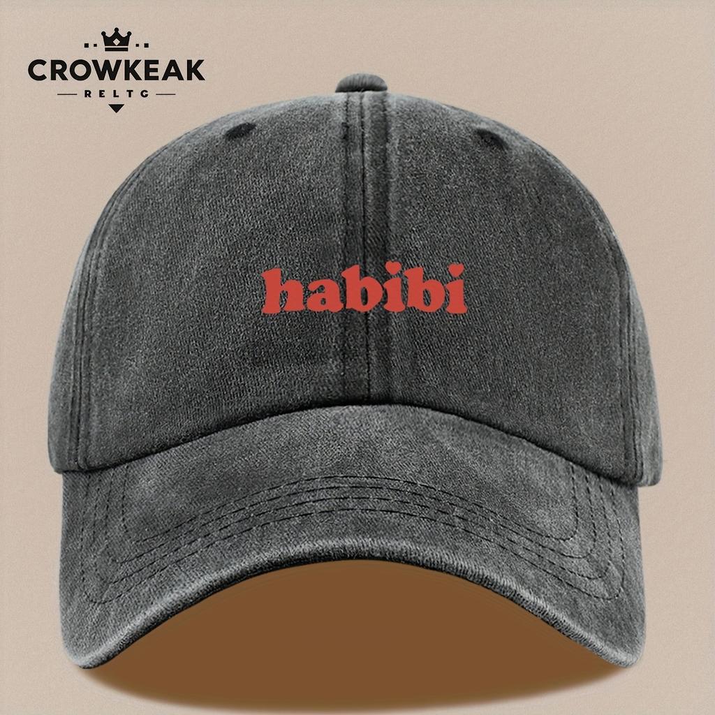 Pc ks pc Habibi Arabsko-latinská milostná fráze Potisk Vintage Kšiltovka Nastavitelná Snapback Lehká prodyšná čepice Vhodná pro