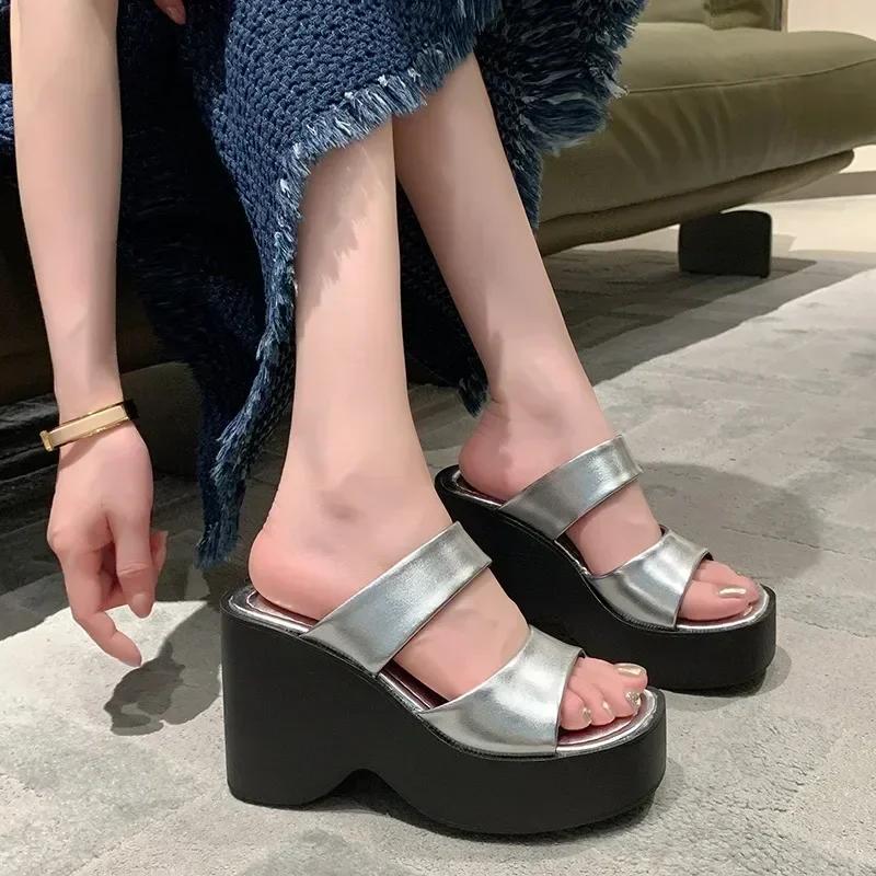 Fashion New Hot Selling Women Extra High Thick Sole Women's Shoes Women's Slippers Formal Slippers Wedge Heel Open Toe Women's Shoes