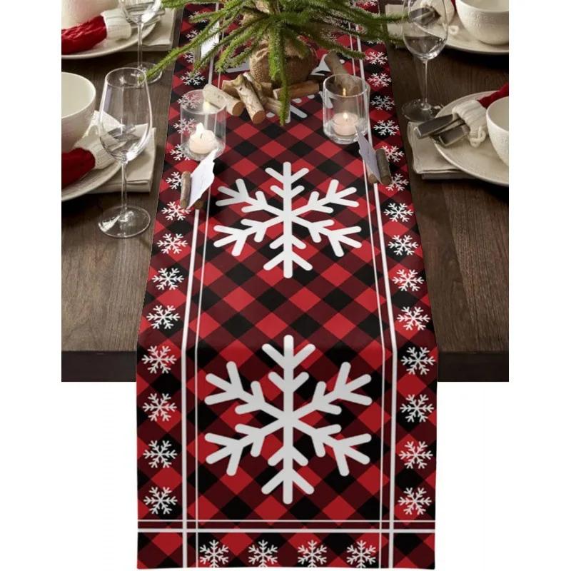 Christmas Table Runner Merry Christmas Decorations for Home 2024 Cristmas Table Flag Cover Navidad Noel Gift New Year Tablecloth