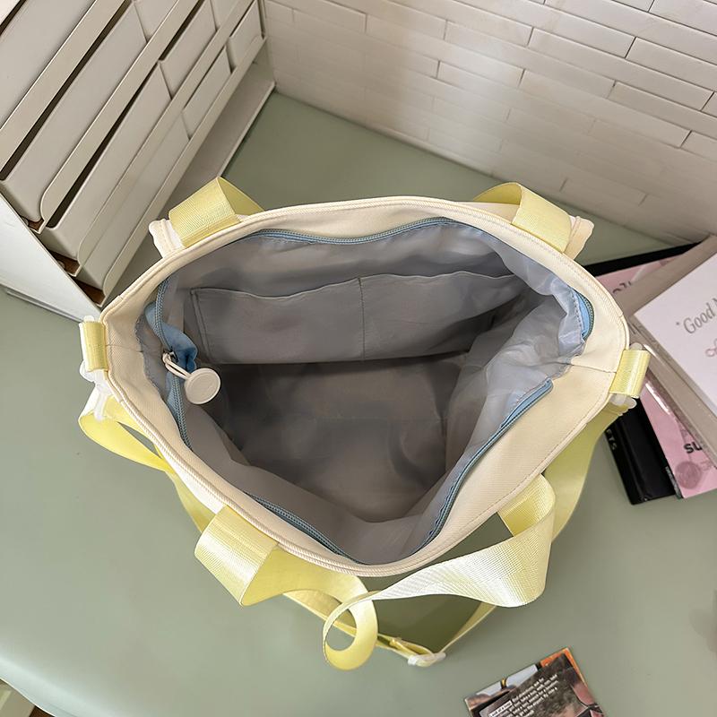 Large Capacity Shoulder Bag Student Book Bag Color Block Crossbody Bag