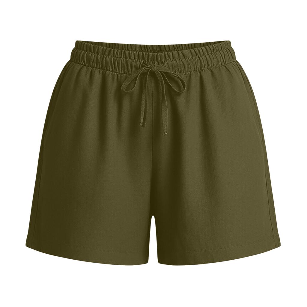 Women Linen Cotton Blend Wide Leg Shorts with Elastic Waistband and Back Pockets Casual Summer Bottoms for Comfort and Breathability
