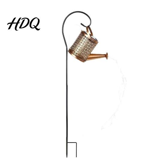 Waterproof Solar Path Lighting Christmas Santa Kettle Light Solar-Powered Claus Watering Can Stake Lamp Decorative Yard Stakes with LED String,