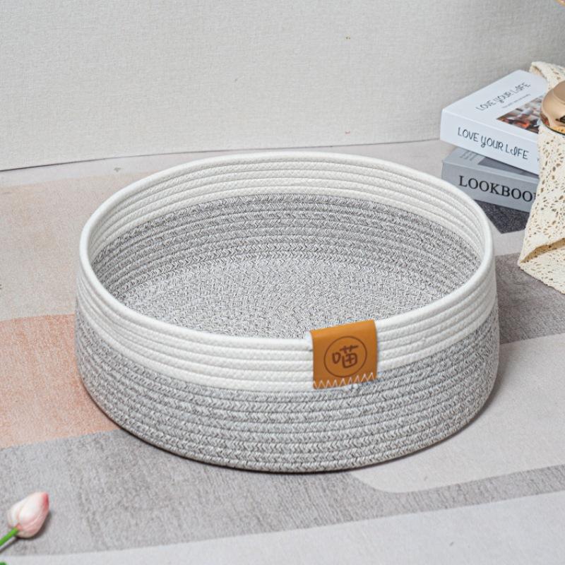 Universelles Katzennest für alle Jahreszeiten, kratzfestes und bissfestes aus Baumwollseil gewebtes Katzenkratzbrett-Nest-Katzenbett