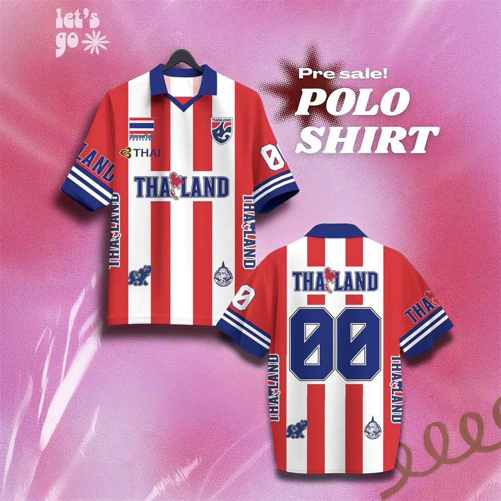 THAILAND Football Soccer Polo Vintage Shirt National Flag Elephant Logo Badge Map Unisex Men Women JERSEY Print Quick Dry Short Sleeve Uniform