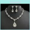Water Drop Bridal Jewelry Set With Rhinestone Earrings And Necklace For Elegant Wedding Accessories