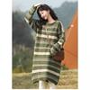 Fashionable Striped Knitted Sweater Dress for Women, Loose Fit and Lengthy, Thickened and Soft Dresses