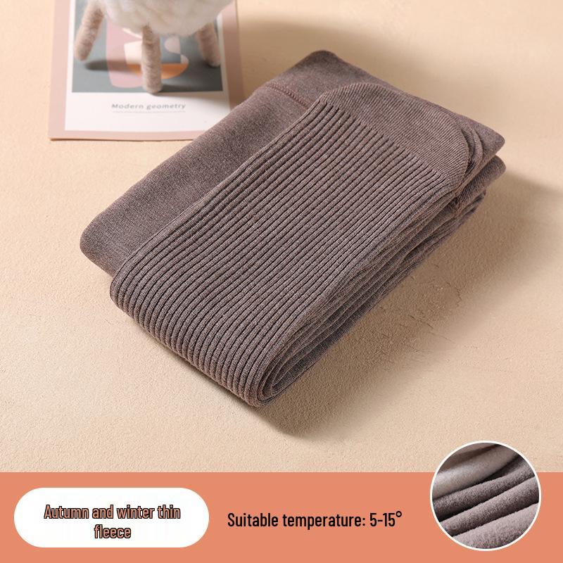 Children's Knit Cotton Striped Fleece Footed Tights - Autumn/Winter Dance Base Layer