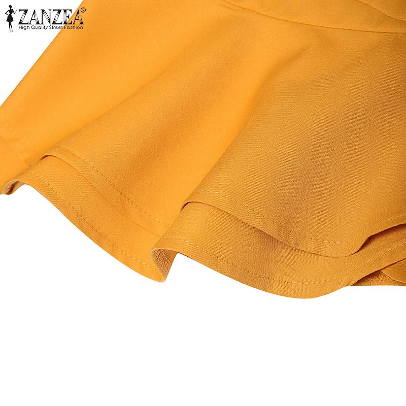 ZANZEA Women Casual V-Neck Solid Color 3/4 Sleeve Blouse