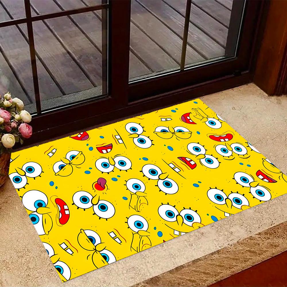 Happy Spongebob Happiness Themed Anti-Slip Rugs - Polyester Home Decor, Suitable for Bedrooms, Living Rooms, Doorways, Studios, and Decorations