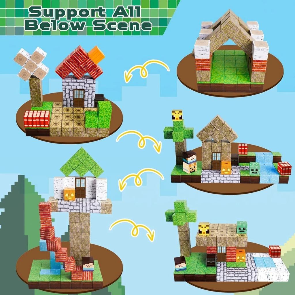 Magnetic Building Blocks Mine World Magnetic Forest House Brick Cube Toys Set STEM Sensory 2026 Best Gift for 3+ Boy Girl Kid