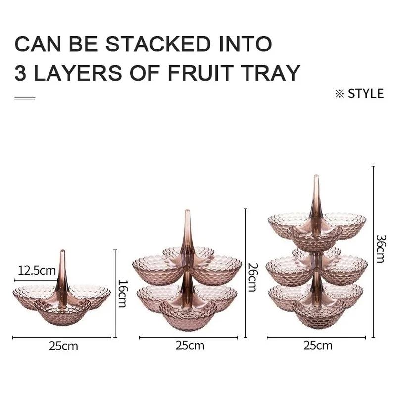 Kitchen Candy Fruit Plate European Plastic Stackable Dried Fruit Snacks Tray Home Wedding Party Table Dessert Decoration Plate