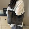 Solid PU Color High-end Large Capacity Youth Bag  High-quality Versatile Popular Commuter Shoulder Bag for Women