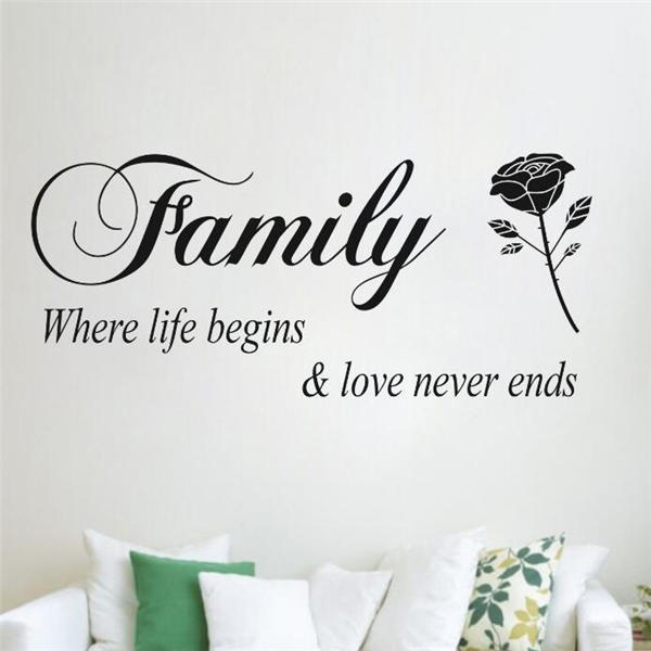 Family Wall Quote Decal Family where life begins and love never ends wall sticker love wall quote where love never ends wall decals