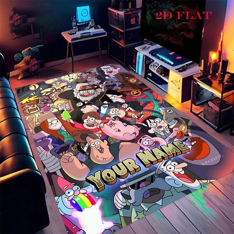 Custom Gravity Falls Carpet Rug for Living Room Bedroom Home Sofa Decoration,Kids play Nonslip Floor Mat