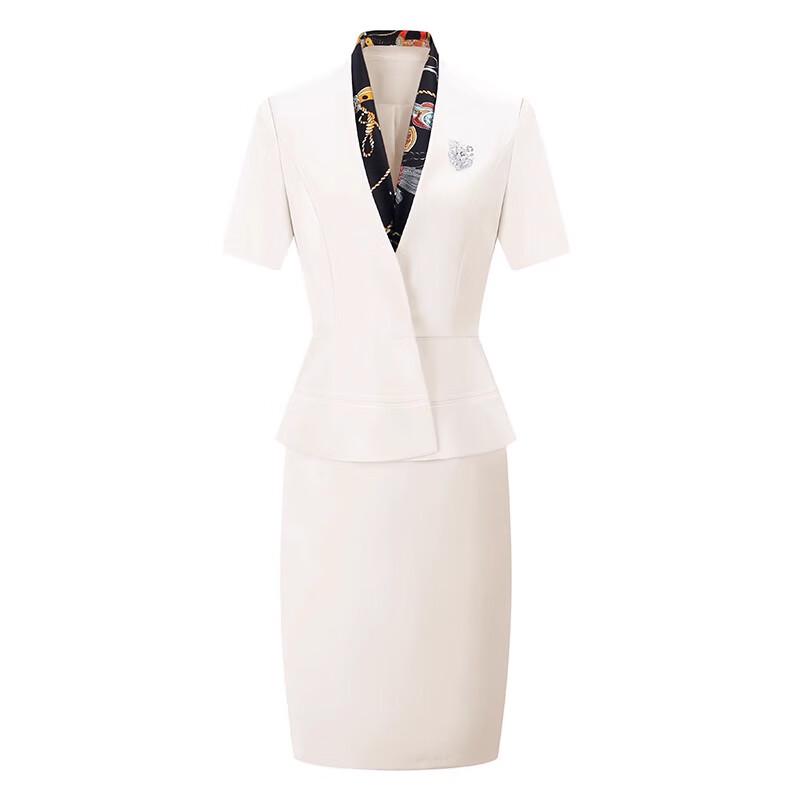 

Женский летний профессиональный костюм с юбкой и коротким рукавом Teluoman M