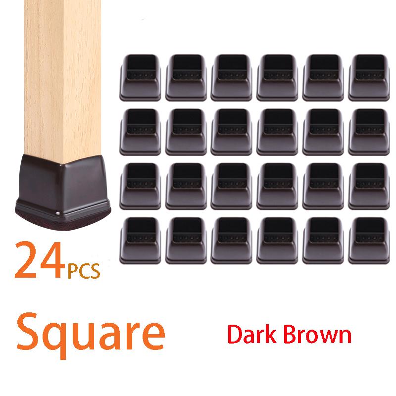24 PCS Chair Leg Protectors for Hardwood Floors Thick Felt Pads Table Furniture Leg Cover Smooth Moving Chair Feet Caps Square