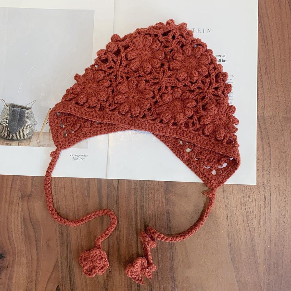 Handmade Kids Knitted Hat Crochet Princess Cap Breathable Beret Cap  for Child Girls