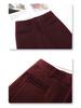 Ancola Women's Red Wool Pants: 2024 Autumn/Winter Plus Velvet Straight-Leg Wide-Leg Style