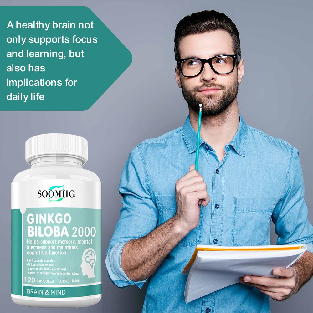 Soomiig Ginkgo Biloba 2000mg Brain & Mind Supplement, 120 Capsules