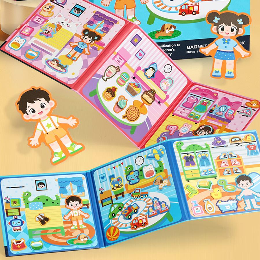 Toys Early Childhood Education Wooden Girl And Boy Magnetic Dress-up Life Quiet Book Toddlers Montessori Toy Busy Book Education