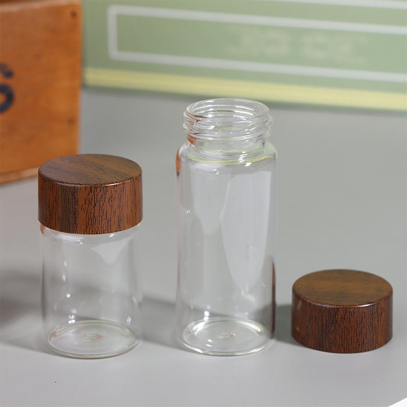 Mini Glass Bottles Airtight Jars for Kitchen Storage Coffee Beans Spices Candy Refillable Portable for Camping Picnic Office