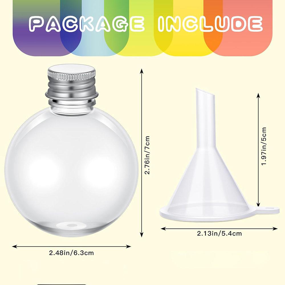 100ml Spherical Plastic Potion Bottles Ball Shape Round Bottles 3.4 Oz Sand Art Bottles with Corks and Tags Bottle Candy Jar