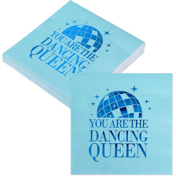 20 Pack Dancing Queen Disposable Napk, 3-Ply Disposable Napk for Birthday, Holiday Party, Bridal Shower, Mamma Mia and Disco Party