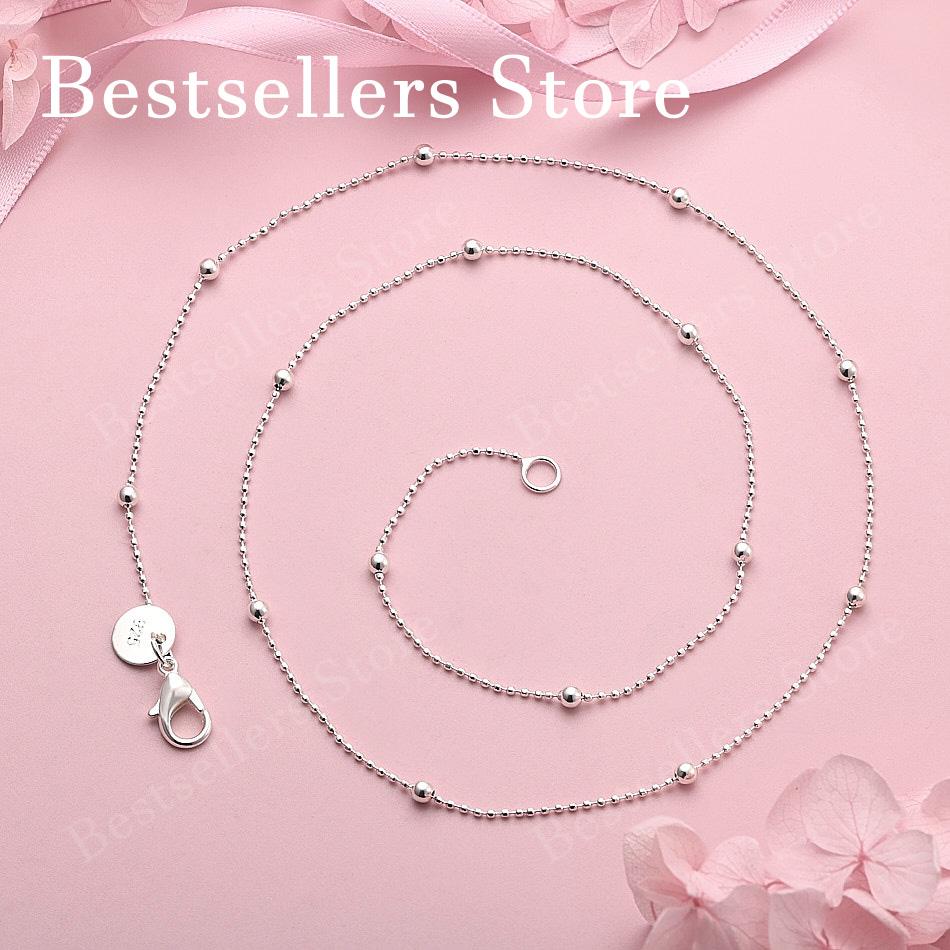 925 Sterling Silver Exquisite Ball Necklace Women Fashion Party Engagement Gift Jewelry Accessories